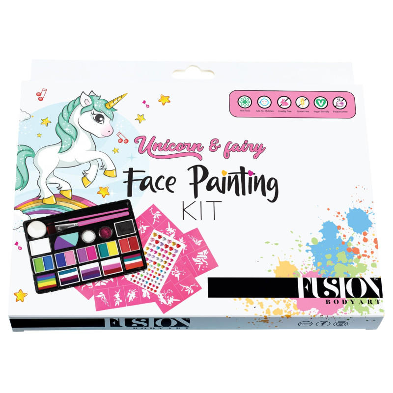 Fusion Body Art | Unicorn & Fairy Face Painting Kit | Facepaint Kit | Starterset Facepaint