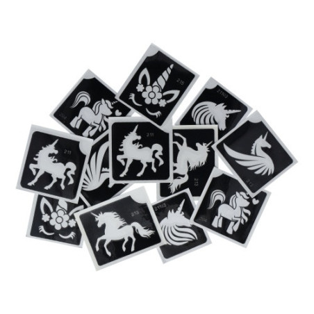 Superstar Glitter Tattoo Set UNICORN | 12 Adorable Stencils