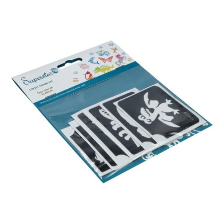 Superstar Glitter Tattoo Set DINO | 12 Adorable Stencils