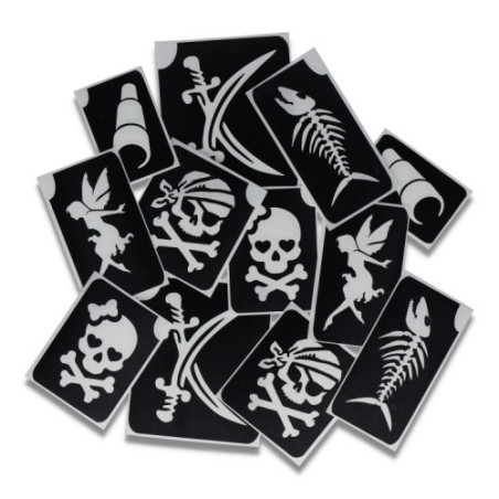 Superstar Glitter Tattoo Set PIRATE | 12  Stencils