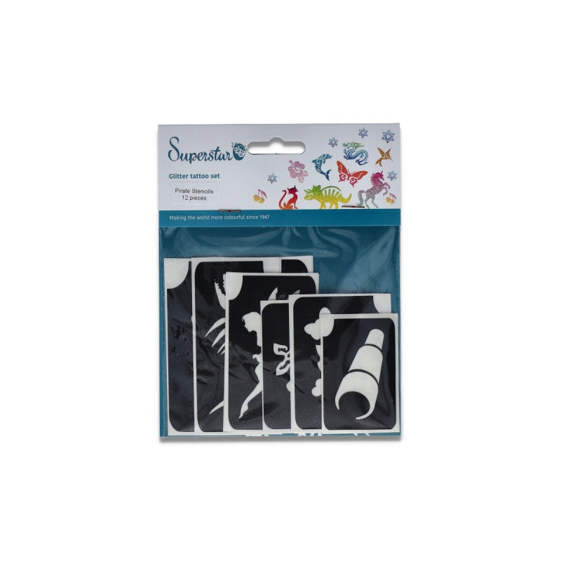 Superstar Glitter Tattoo Set PIRATE | 12  Stencils