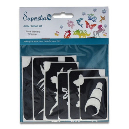 Superstar Glitter Tattoo Set PIRATE | 12  Stencils