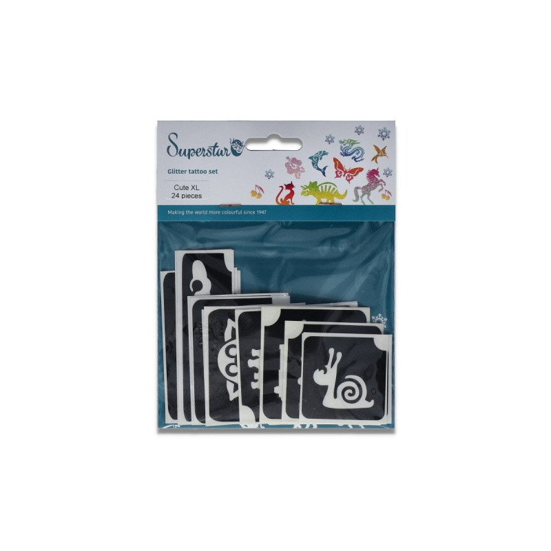 Superstar Glitter Tattoo Set CUTE XL | 24  Stencils