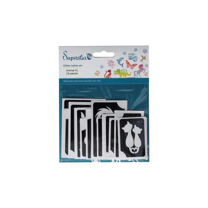 Superstar Glitter Tattoo Set ANIMAL | 24  Stencils