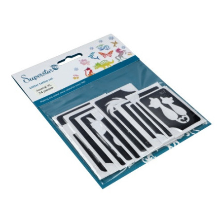 Superstar Glitter Tattoo Set ANIMAL | 24  Stencils