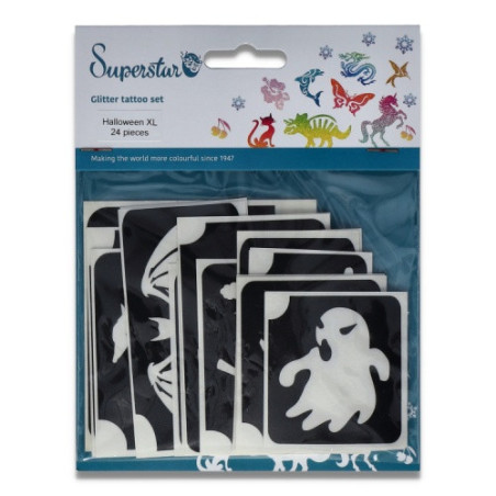 Superstar Glitter Tattoo Set HALLOWEEN| 24  Stencils