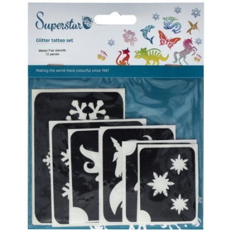 Superstar Glitter Tattoo Set WINTER | 12  Stencils
