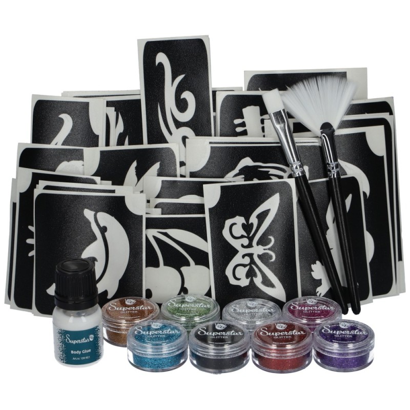 Glitter Tattoo Set Big Party | Complete glitter tattoo kit