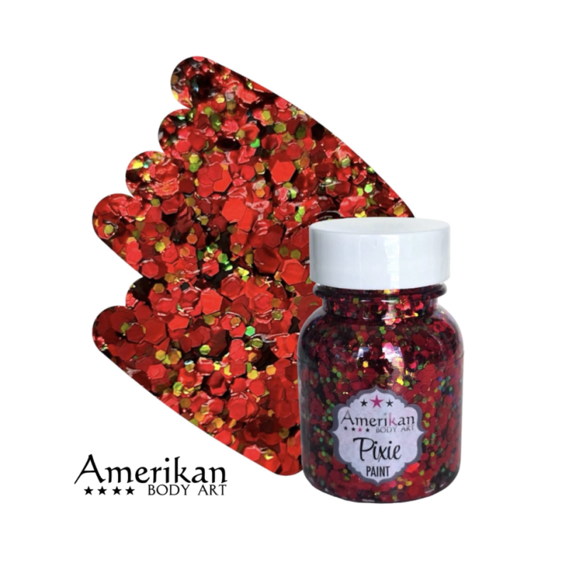 Pixie Paint Glittergel |  Drop Dead Red 30 gr | Face, body & hair | Festivalglitter