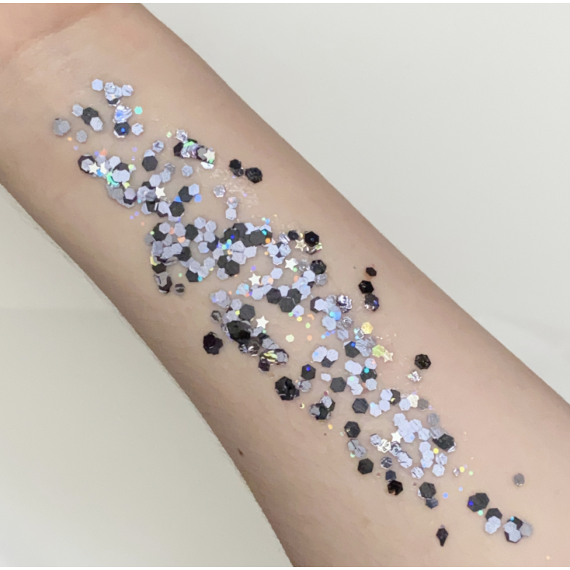 Pixie Paint Glittergel | Rockstar Grey 30gr. | Face, body & hair | Festivalglitter