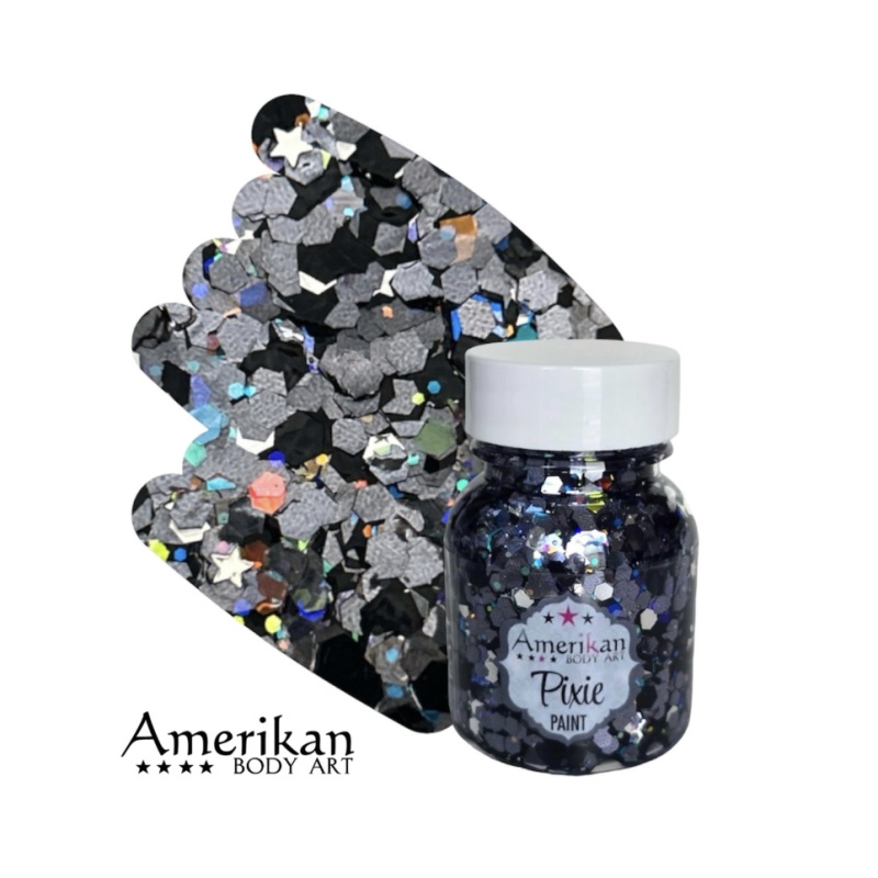 Pixie Paint Glittergel | Rockstar Grey 30gr. | Face, body & hair | Festivalglitter