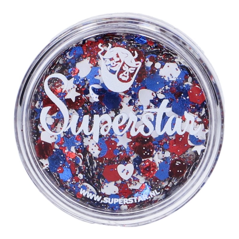 Superstar Cosmetic Glitter | Chunky Glitter Cream |  Red White Blue  10ml