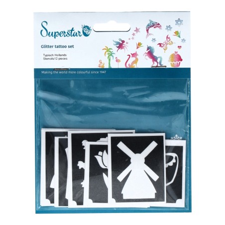 Superstar Glitter Tattoo Set DINO | 12 Adorable Stencils