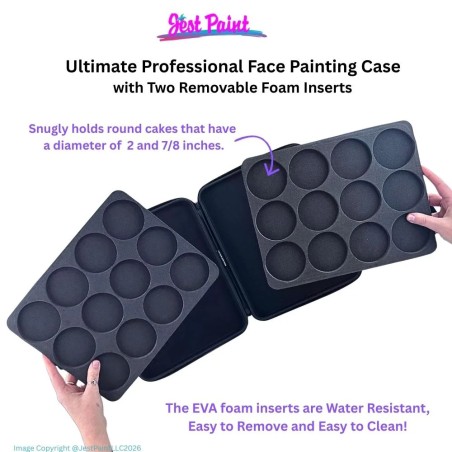 Jest Paint - Ultimate Professional Face Painting Case with Two Removable Foam Inserts