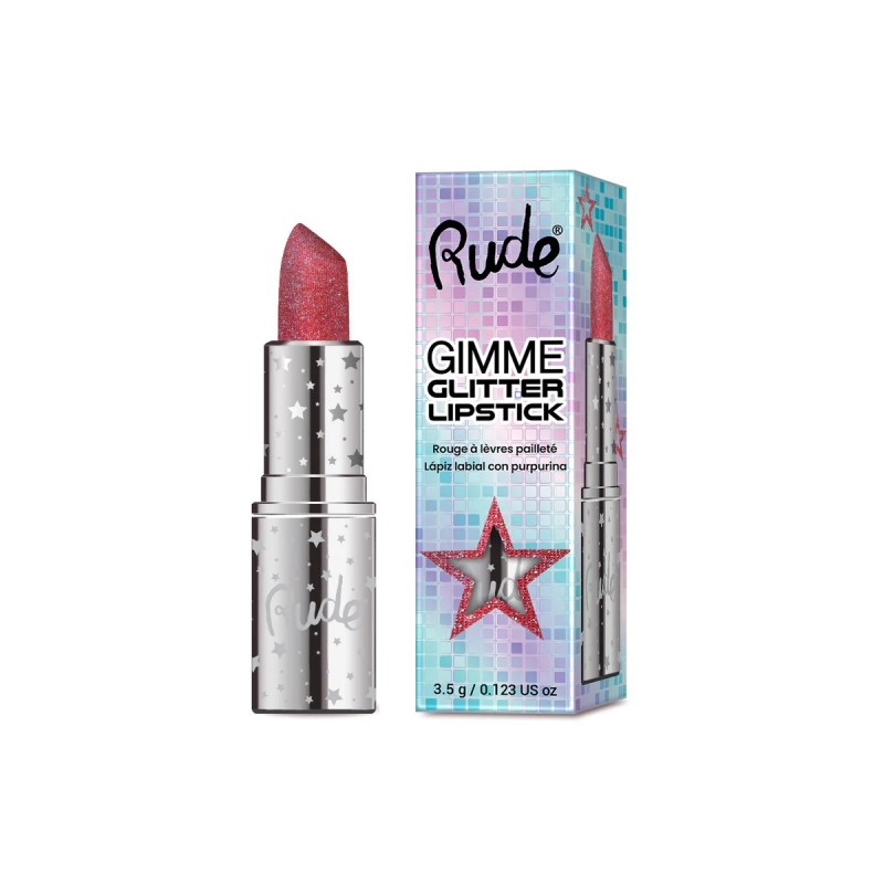 Gimme Glitter Lipstick delivers bold pigment with a dazzling shimmer, giving your lips a show-stopping sparkle in just one swipe